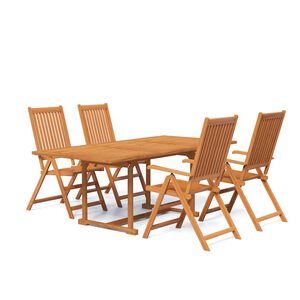 vidaXL Ensemble &agrave; manger de jardin 5 pcs Bois d'acacia massif 150-200 cm