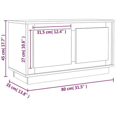 vidaXL Meuble TV sonoma gris 80x35x45 cm bois d'ingénierie