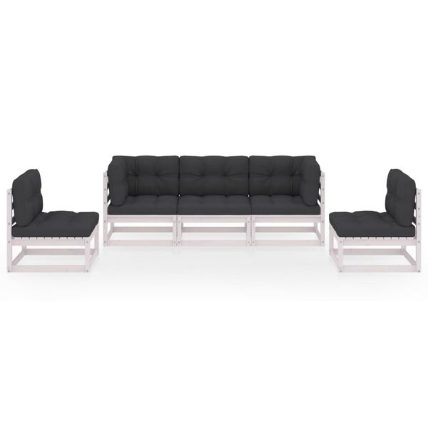 vidaXL Salon de jardin 5 pcs avec coussins Bois de pin massif