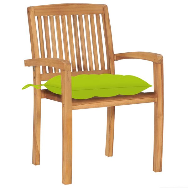 vidaXL Chaises de jardin empilables avec coussins lot de 4 Teck solide