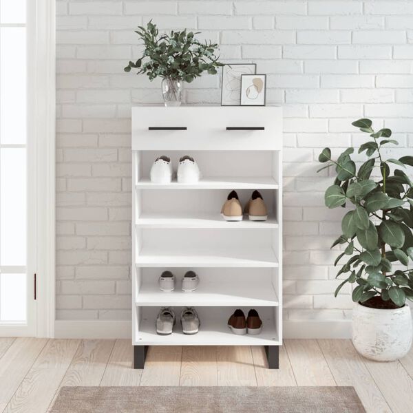 vidaXL Armoire &agrave; chaussures blanc 60x35x105 cm bois d'ing&eacute;nierie