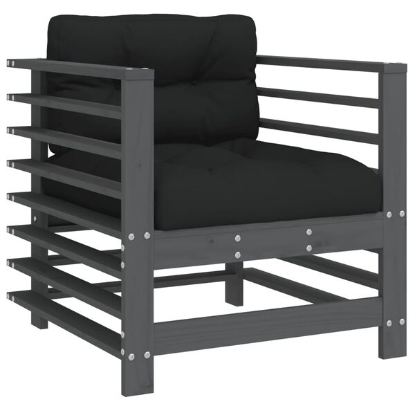 vidaXL Chaises de jardin et coussins lot de 2 gris bois de pin massif