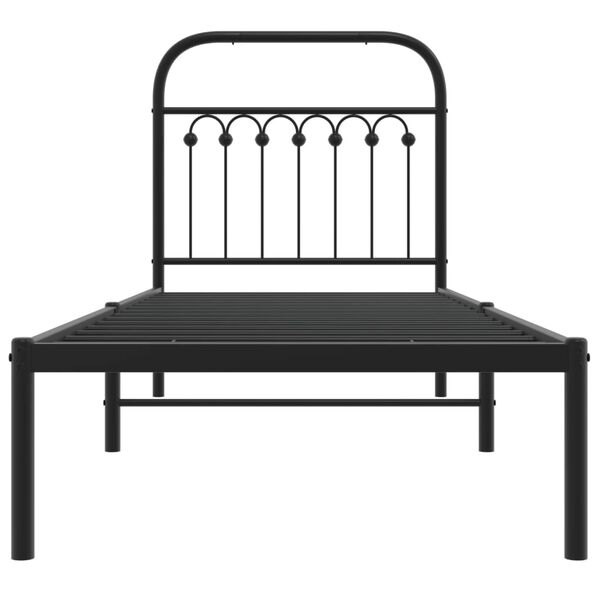 vidaXL Cadre de lit métal sans matelas avec tête de lit noir 80x200 cm