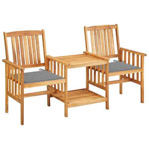 vidaXL Chaises de jardin avec table &agrave; th&eacute; et coussins Acacia solide