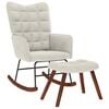 vidaXL Chaise &agrave; bascule avec tabouret en velours cr&egrave;me