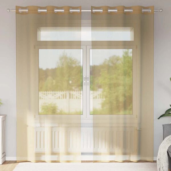 vidaXL Rideaux en voile avec &oelig;illets 2 pcs sable