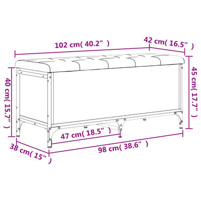 vidaXL Banc de rangement chêne sonoma 102x42x45 cm bois d'ingénierie