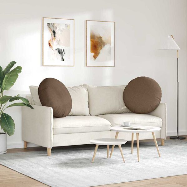 vidaXL Coussins de si&egrave;ge 2 pcs Marron &Oslash;80 x 29 cm tissu