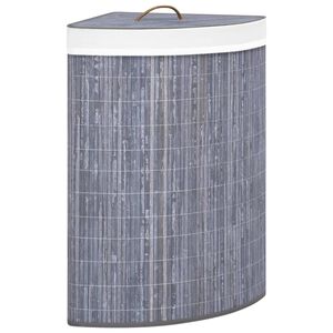 vidaXL Panier &agrave; linge d'angle Bambou Gris 60 L