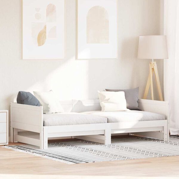 vidaXL Lit Pull-out de Jour Blanc 203,5 x 184 x 56,5 cm Pin massif