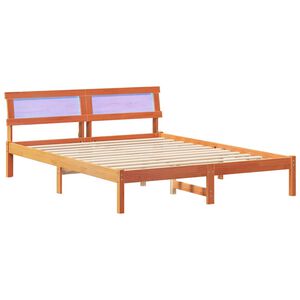 vidaXL Cadre de lit avec t&ecirc;te de lit Brun cire 140 x 200 cm Pin massif