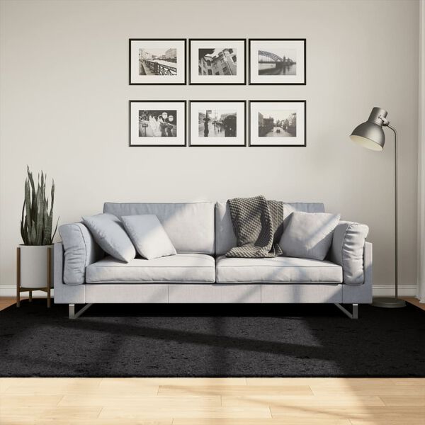 vidaXL Tapis OVIEDO &agrave; poils courts noir 160x230 cm