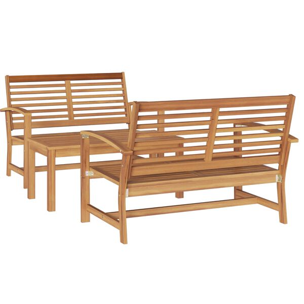 vidaXL Ensemble de canap&eacute; de jardin 3 pcs Naturel Bois de teck massif