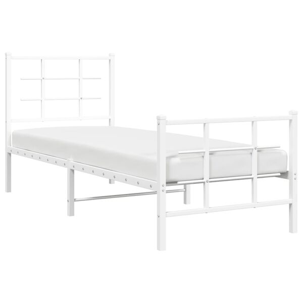vidaXL Cadre de lit métal sans matelas avec pied de lit blanc 80x200cm