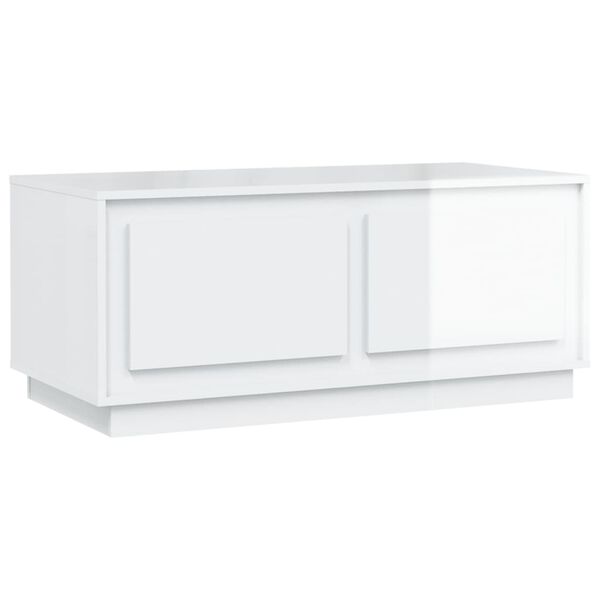 vidaXL Table basse Blanc brillant 102x50x44 cm bois d'ing&eacute;nierie