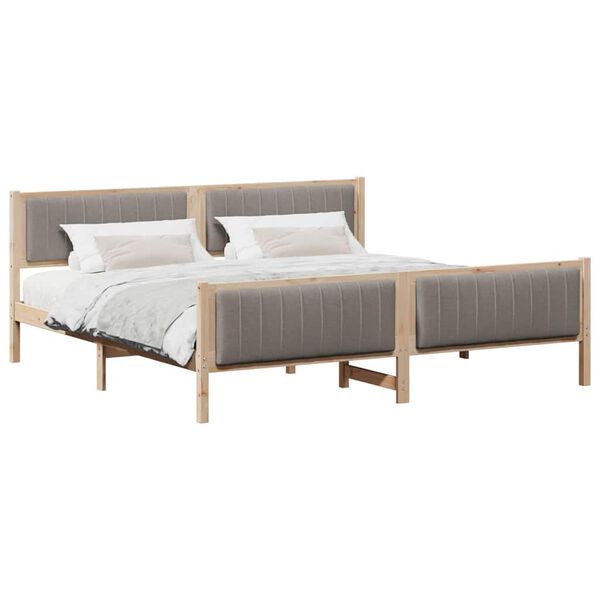 vidaXL Cadre de lit Marron et taupe 200 x 200 cm Bois massif en pin