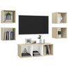 vidaXL Ensemble de meubles TV 5pcs Blanc ch&ecirc;ne sonoma Bois ing&eacute;nierie