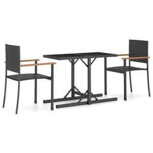 vidaXL Ensemble &agrave; manger de jardin 3 pcs Noir