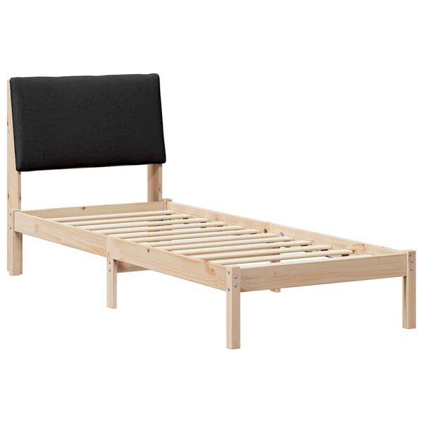 vidaXL Cadre de lit Marron et noir 80 x 200 cm Bois massif en pin