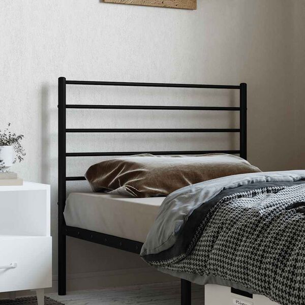 vidaXL T&ecirc;te de lit de remplacement m&eacute;tal noir 107 cm