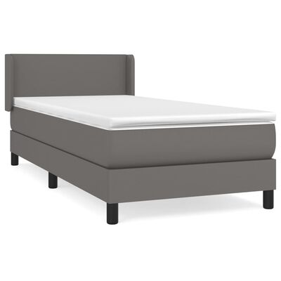 vidaXL Sommier à lattes de lit avec matelas Gris 90x200 cm Similicuir