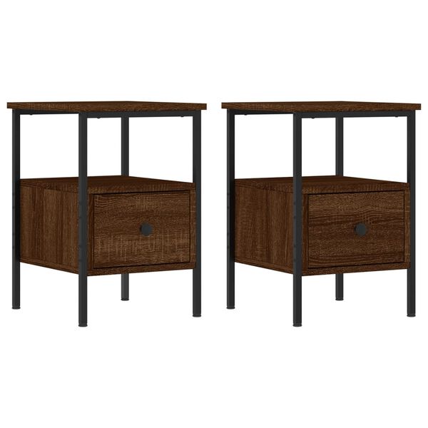 vidaXL Tables de chevet 2 pcs chêne marron 34x36x50 cm bois ingénierie