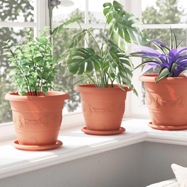 vidaXL Pots de plantes 6 pcs Rouge brique &Oslash; 26 x 21.5 cm Plastique