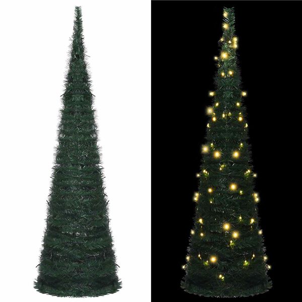 vidaXL Sapin de No&euml;l with LED String Lights Vert 150 x 150 cm PVC