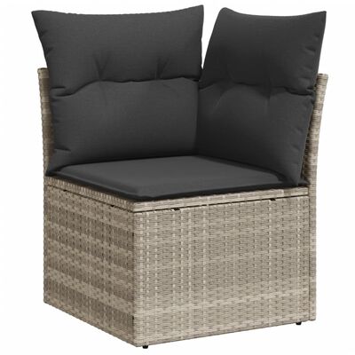 vidaXL Salon de jardin 9 pcs avec coussins gris clair résine tressée