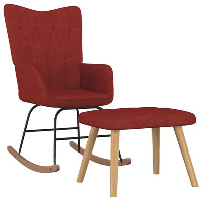 vidaXL Chaise à bascule avec tabouret Rouge bordeaux Tissu