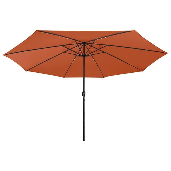 vidaXL Parasol de jardin avec lumières LED et mât en métal terre cuite