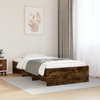 vidaXL Cadre de lit sans matelas chêne fumé 75x190cm bois d'ingénierie