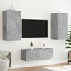 vidaXL Unit&eacute;s murales TV avec LED 4 pcs gris b&eacute;ton bois d'ing&eacute;nierie