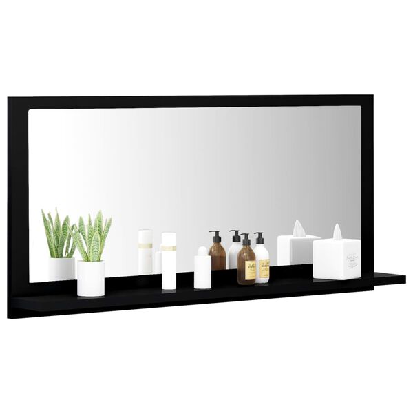 vidaXL Miroir de salle de bain Noir 80x10,5x37 cm Agglom&eacute;r&eacute;