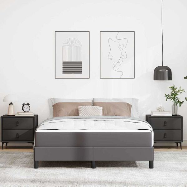 vidaXL Cadre de lit avec matelas Gris 140 x 200 cm tissu