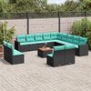 vidaXL Salon de jardin avec coussins 14 pcs noir r&eacute;sine tress&eacute;e