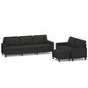 vidaXL Ensemble de canap&eacute;s 3 pcs avec coussins Noir Tissu
