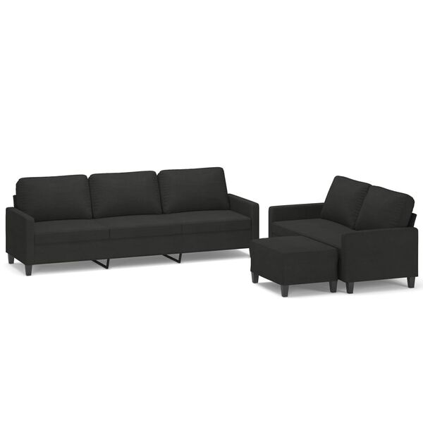 vidaXL Ensemble de canap&eacute;s 3 pcs avec coussins Noir Tissu
