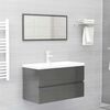 vidaXL Ensemble de meubles de bain 2 pcs Gris brillant Agglom&eacute;r&eacute;