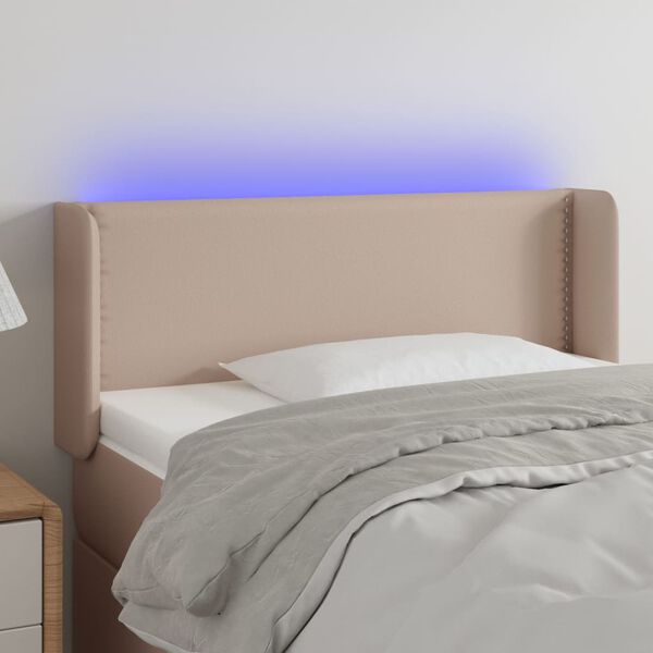 vidaXL T&ecirc;te de lit &agrave; LED Cappuccino 93x16x78/88 cm Similicuir