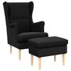 vidaXL Fauteuil avec pouf 2 pc Noir Boucl&eacute;