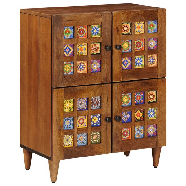 vidaXL Buffet avec porte Noyer 60 x 33 x 75 cm Bois de mangue massif