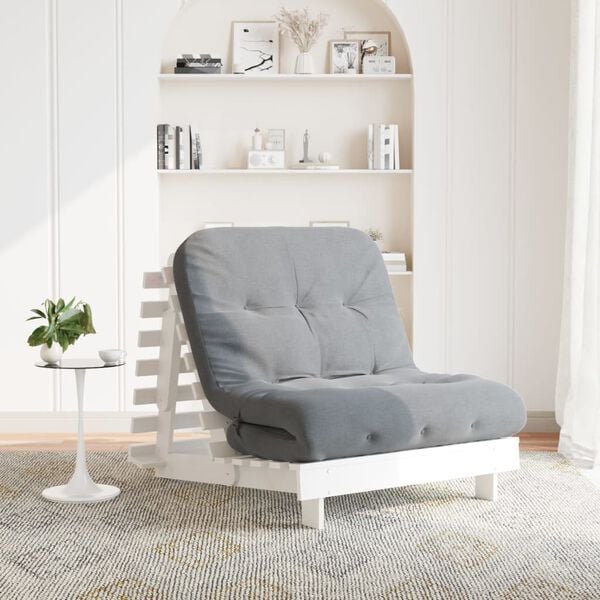 vidaXL Canap&eacute;-lit futon avec matelas 90x206x11 cm bois massif de pin