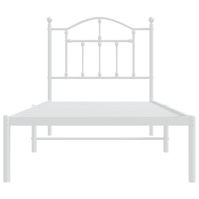 vidaXL Cadre de lit métal sans matelas avec tête de lit blanc 90x190cm