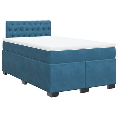 vidaXL Sommier à lattes de lit et matelas bleu foncé 120x190cm velours