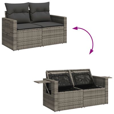 vidaXL Salon de jardin 4 pcs avec coussins gris résine tressée