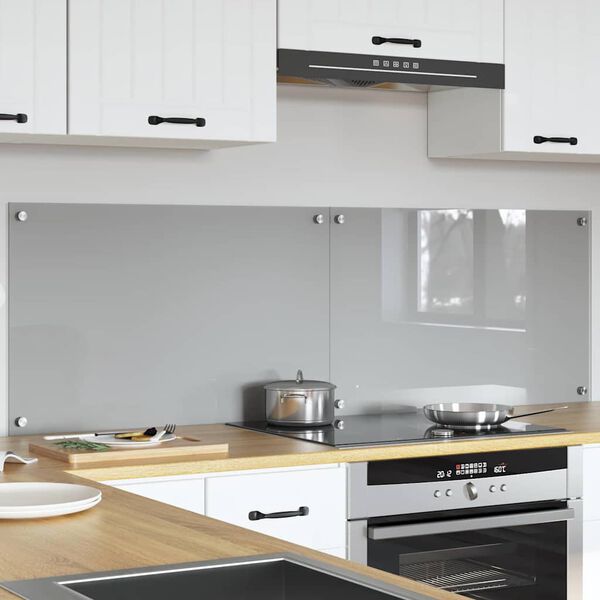 vidaXL Protection de cuisine 2 pcs Gris clair 80 x 50 cm verre tremp&eacute;