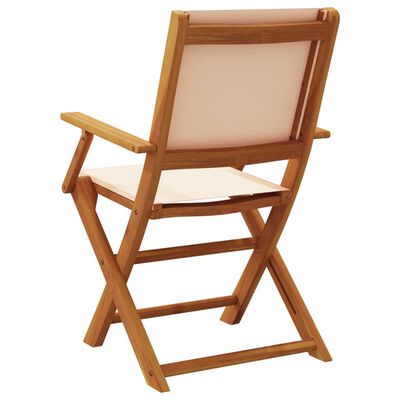 vidaXL Chaises de jardin lot de 2 beige bois d'acacia massif et tissu