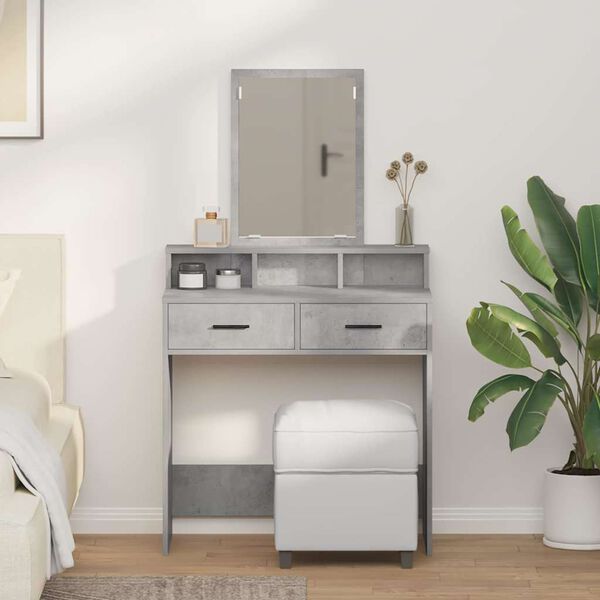 vidaXL Table de Toilette Gris b&eacute;ton 79 x 41 x 140 cm Bois d'ing&eacute;nierie