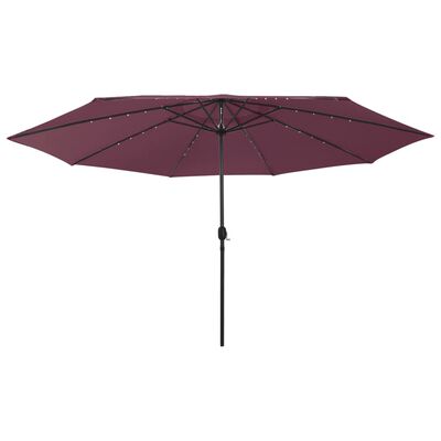 vidaXL Parasol de jardin avec lumières LED mât en métal rouge bordeaux